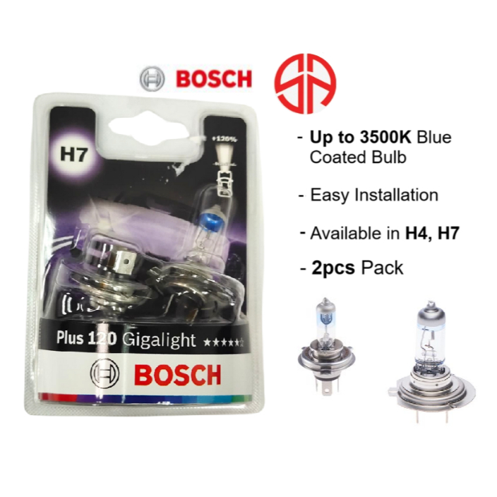 Bosch Plus 120 Gigalight 12V H4 H7 Automotive Light Car Halogen Bulb ...