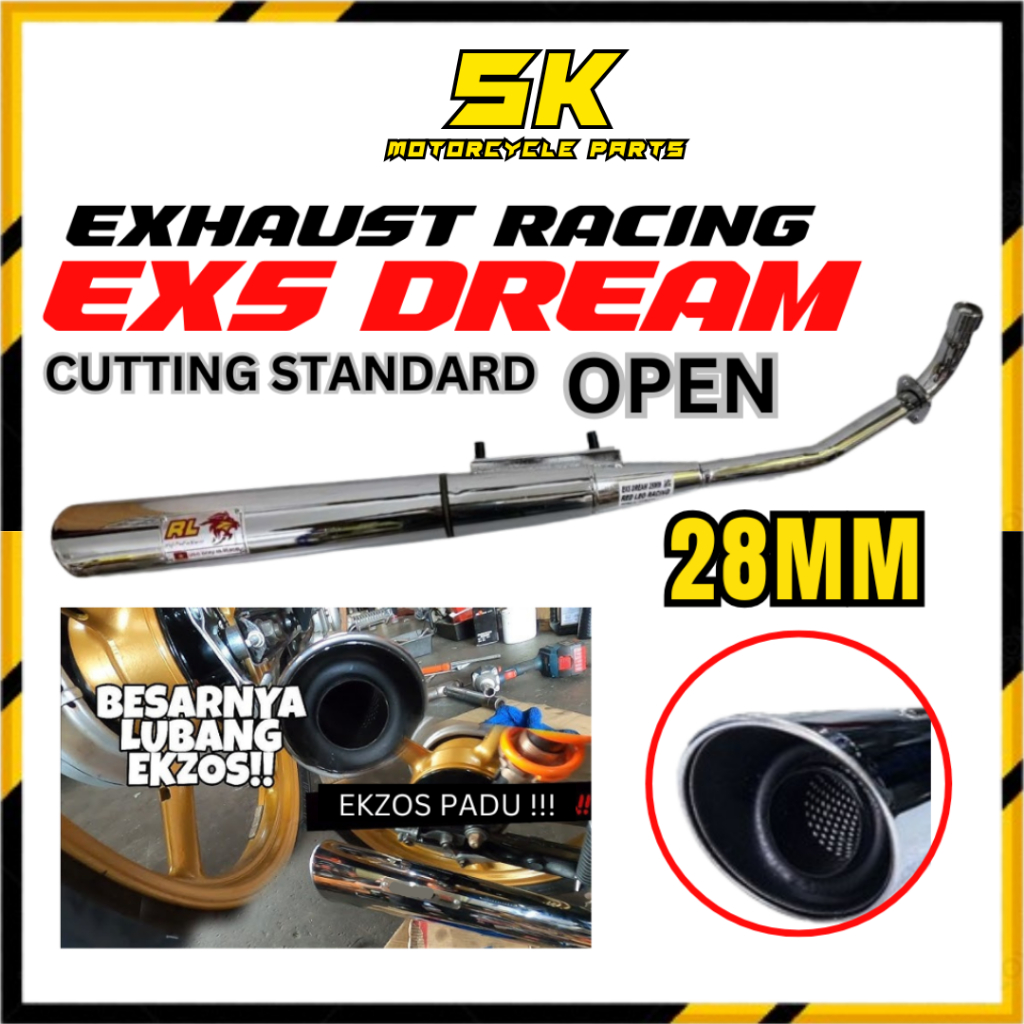EKZOS EX5 DREAM RACING 28MM REDLEO LUBANG BESAR EKZOS PIPE EXHAUST EX5 ...