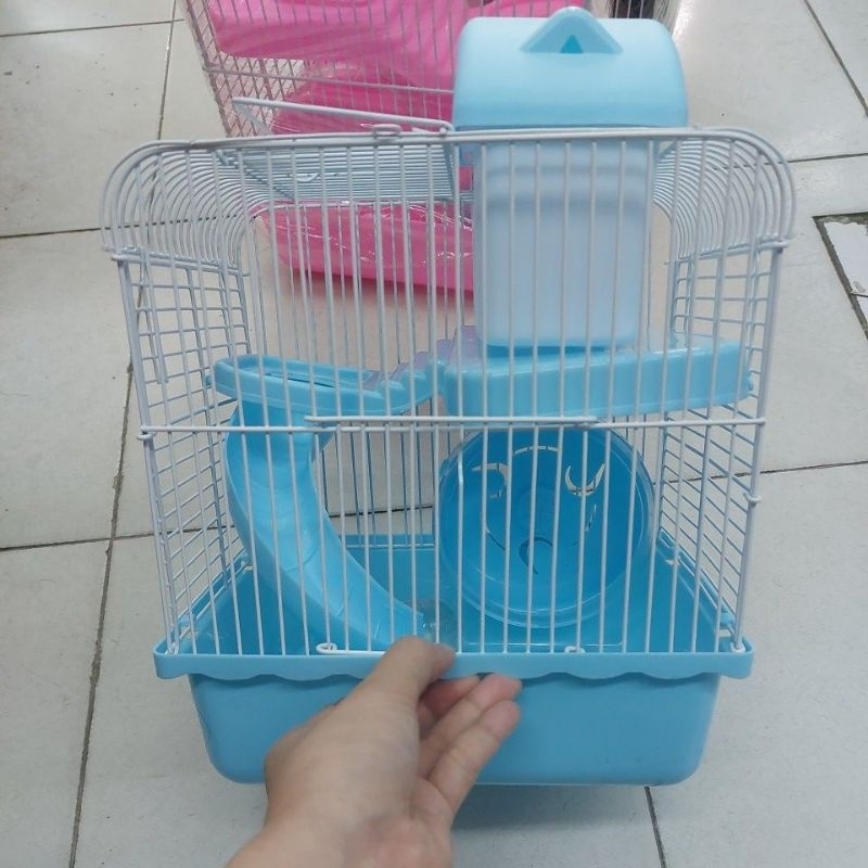 View of 23cm Small hamster cage dwarf hamster house rodent hide climbing full ...
