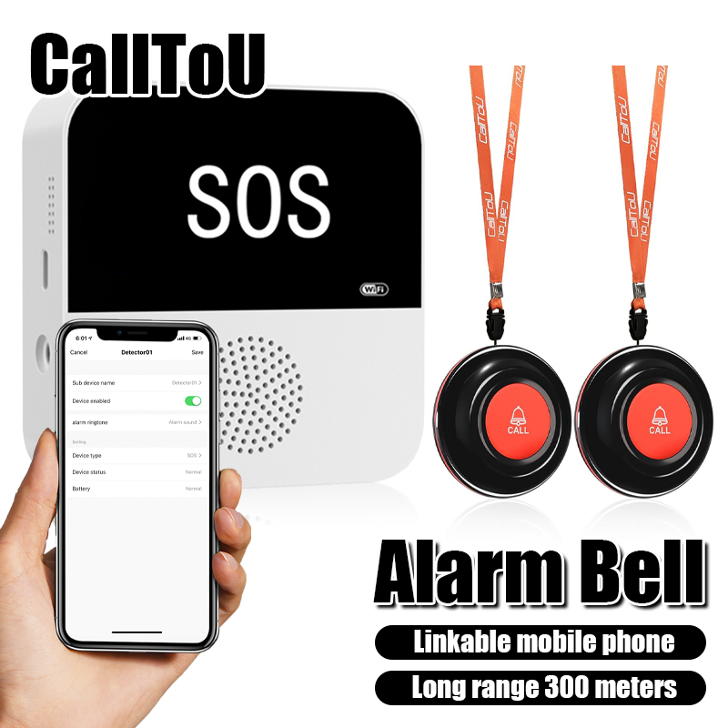 CallToU WIFI Alarm Bell Calling System WiFi SOS Button Wireless Remote ...