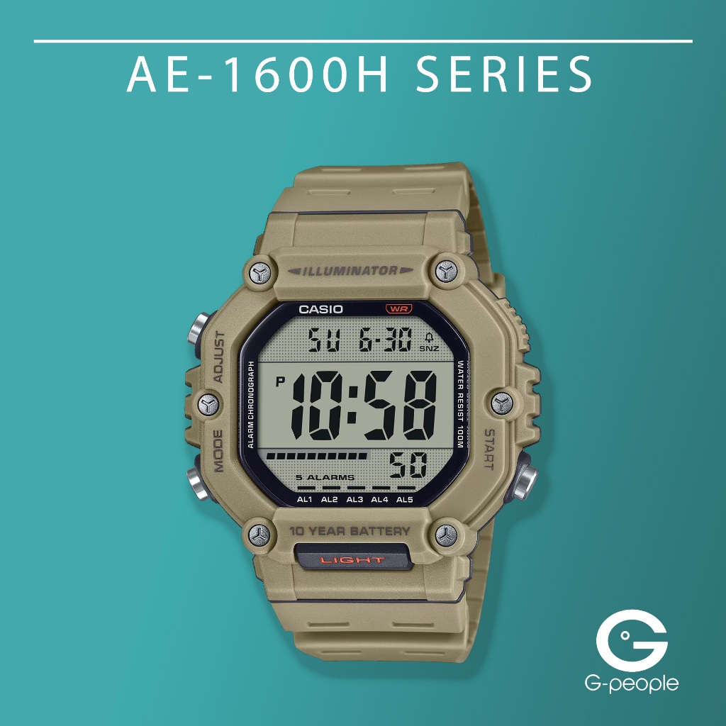 CASIO AE-1600H-5AV / AE-1600H-5A / AE-1600H DIGITAL WATCH 100% ORIGINAL ...