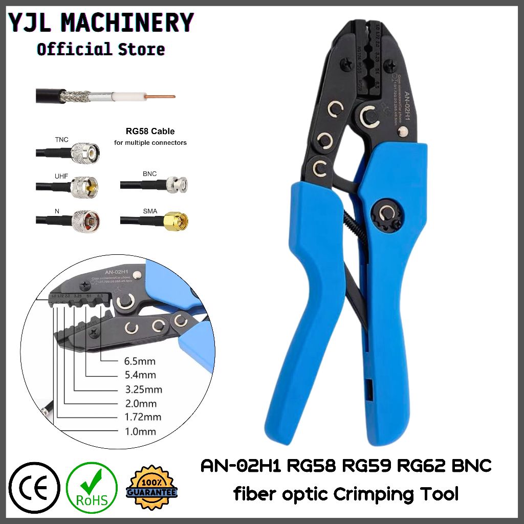 Pinza a crimpare per cavi RG58/U, RG59/U, RG62/U, RX174, Fibra ottica