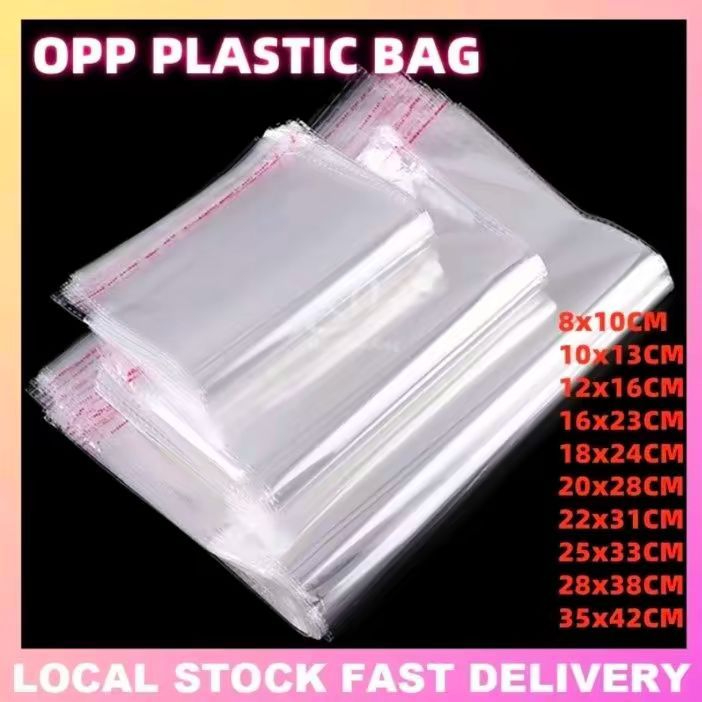 Ready stock 200pcs Self Adhesive transparent OPP Plastic Bag Plastic ...