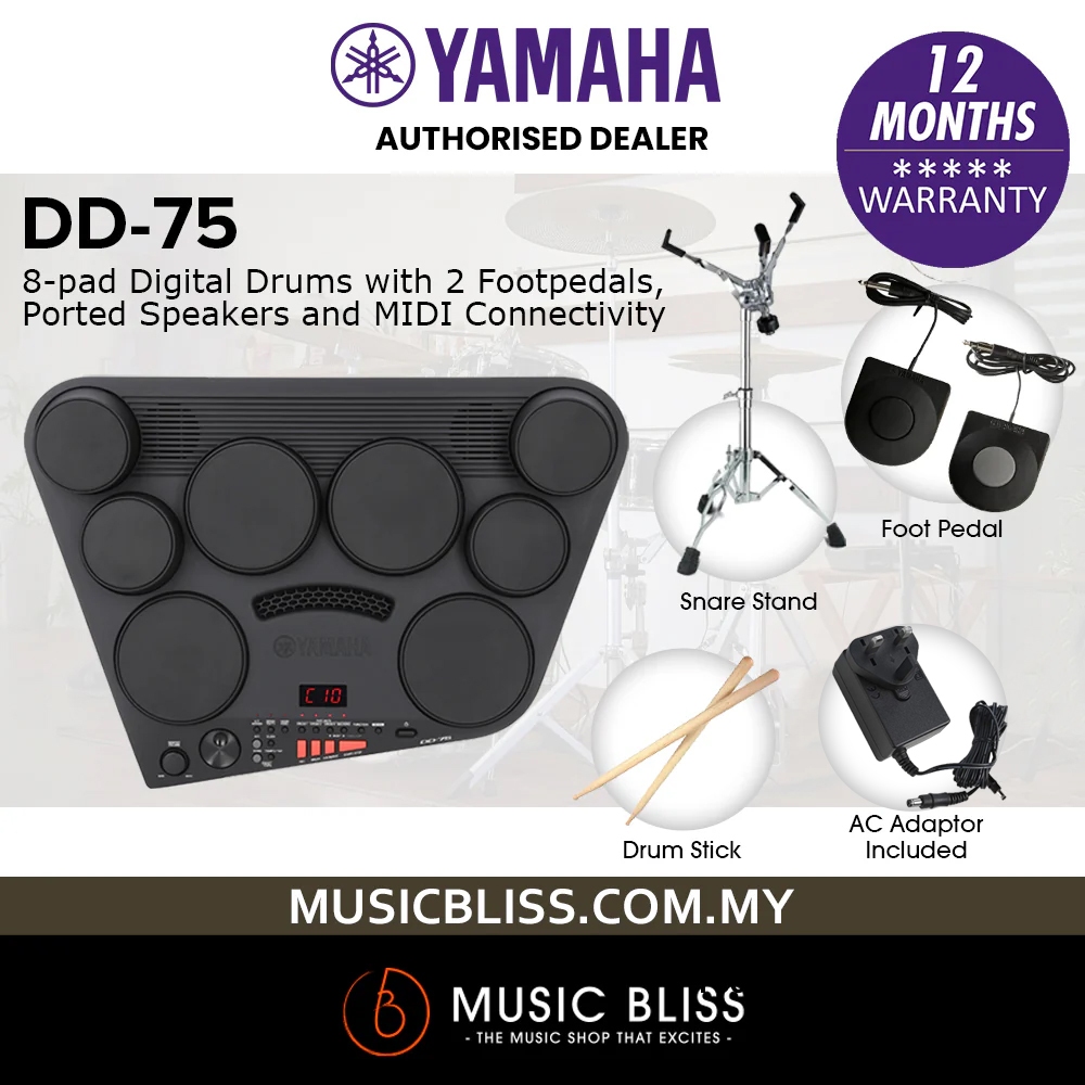 Yamaha DD75 Portable Digital Drums with Snare Stand and Adaptor (DD-75 ...