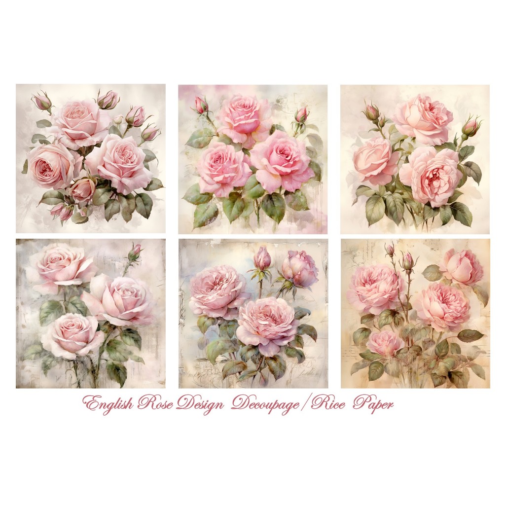 Decoupage Paper, Rice Paper Size A4 English Rose Design | Shopee Malaysia