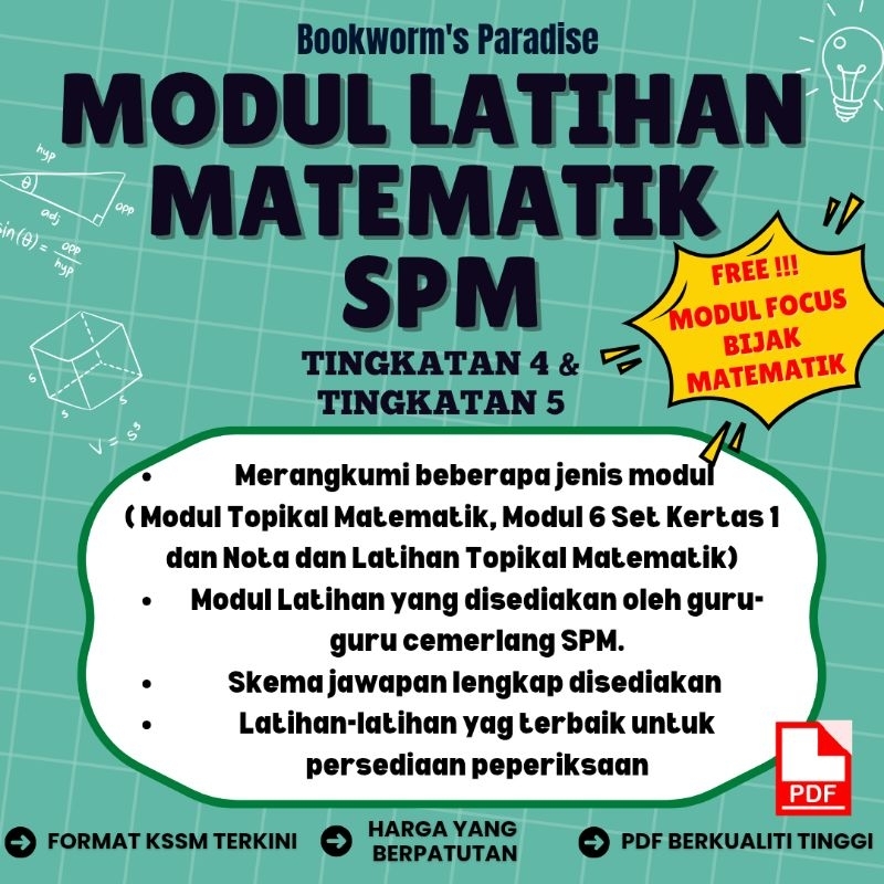 [SOFTCOPY/PDF] MODUL LATIHAN MATEMATIK SPM| KSSM |SPM| TINGKATAN 4 & 5 ...