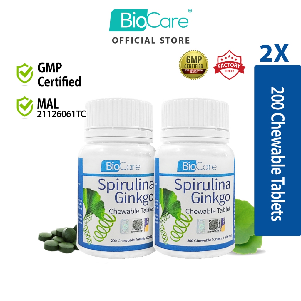 BioCare Spirulina Ginkgo Chewable Tablet ( 2 X 200's) | Shopee Malaysia