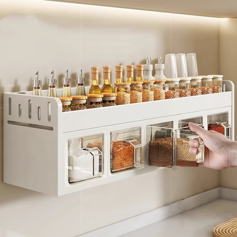 Stainless Steel Kitchen Spice Rack Wall-Mounted Multi-Functional ...