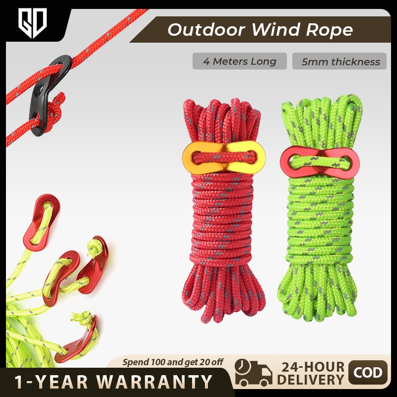 【GD】4Meter Camping Tent Flysheet Wind Rope Tent Rope 5mm Thick ...