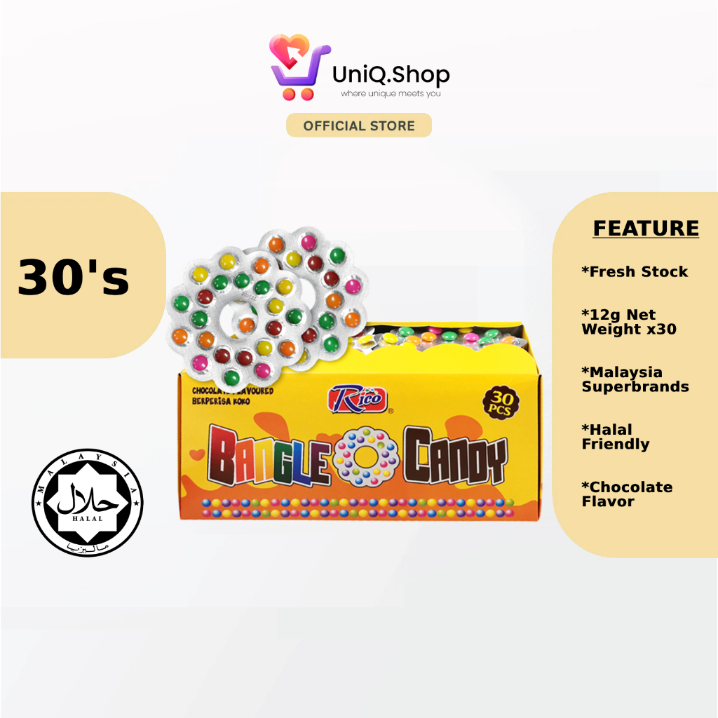 [Halal] Rico Bangle with Candy 12G X 30’S | Chocolate Beans Childhood ...