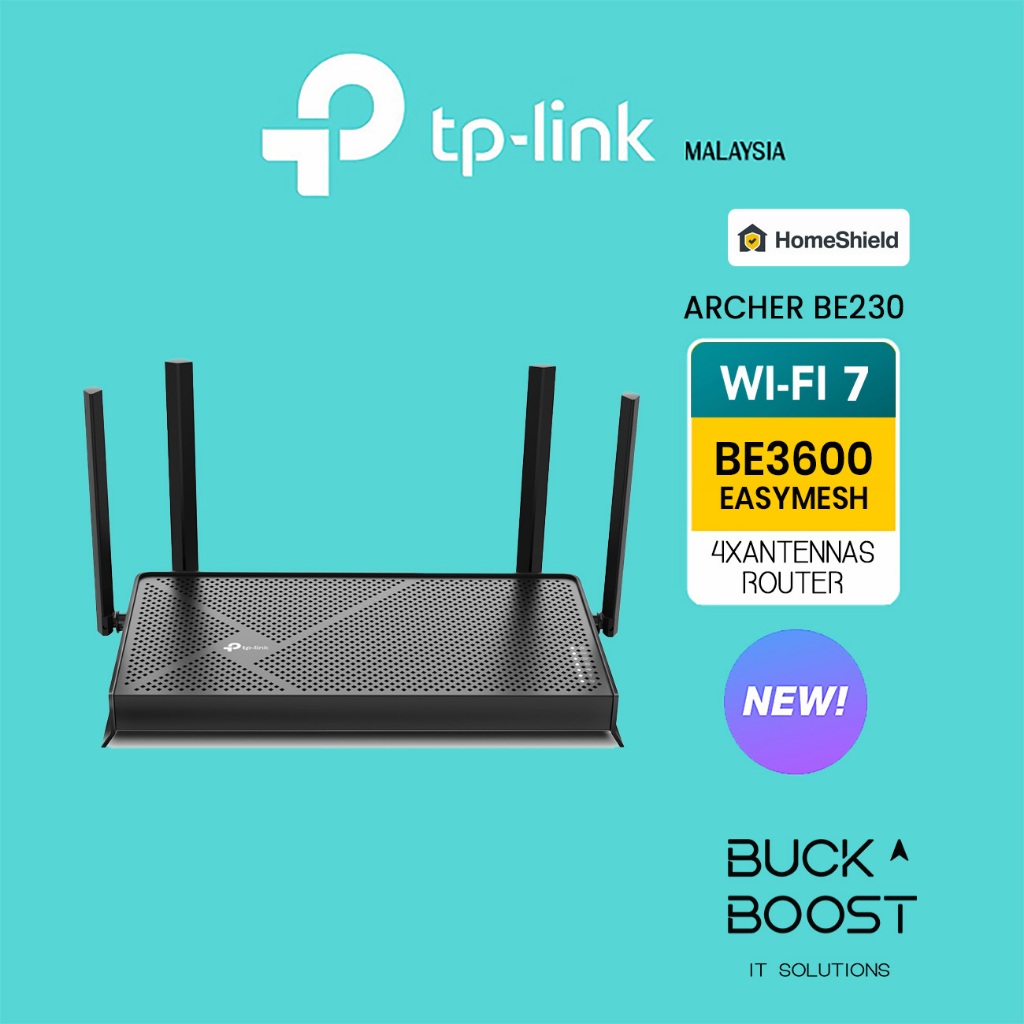 TP-LINK (ARCHER BE230) BE3600 Easy Mesh Wi-Fi 7 Dual Band Router (4 ...
