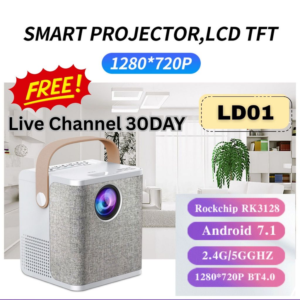 [FREE LIVE 30DAYS] LD01 Mini Portable LED Projector Android 7.1 LCD ...