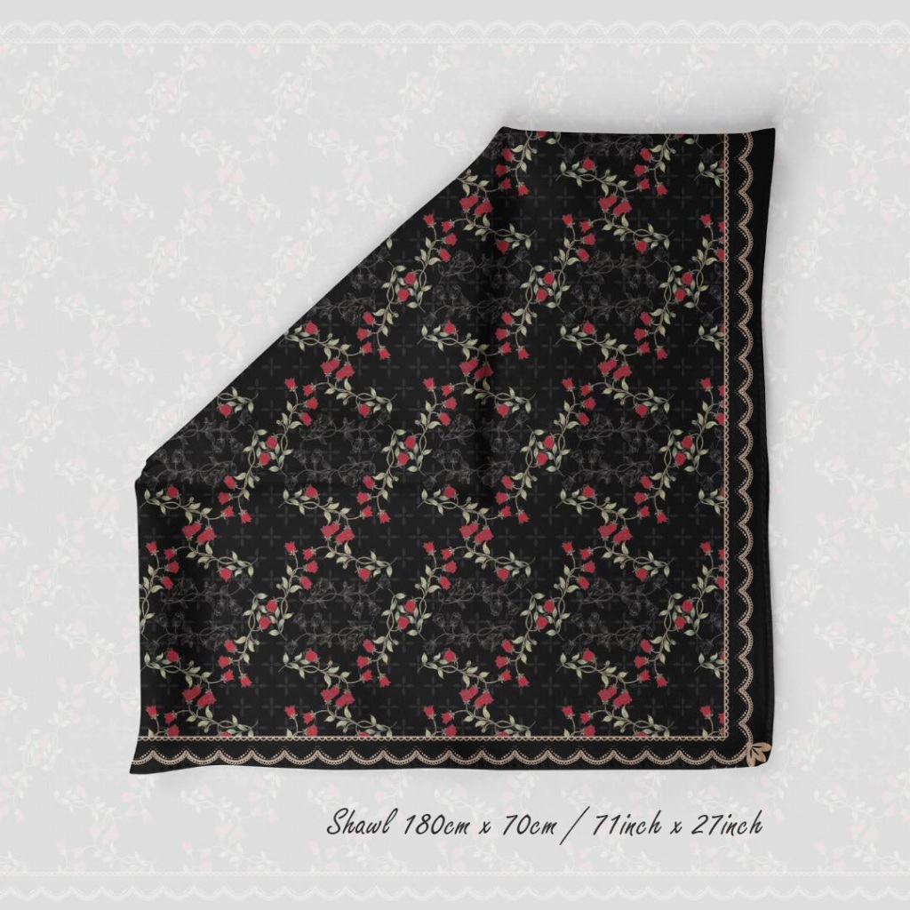 PANDAEYES SHAWL FLORAL SATIN 𝗖𝗟𝗔𝗦𝗦𝗜𝗖 𝗥𝗔𝗬𝗔 𝟮𝟬𝟮𝟱 𝗖𝗢𝗟𝗟𝗘𝗖𝗧𝗜𝗢𝗡 70CM*180CM (Hijab / Tudung/ Shawl)