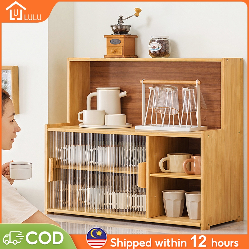 LULU Kitchen Cabinet Kabinet Kayu Transparent Glass Acrylic Storage ...
