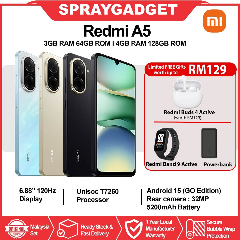 [NEW] Redmi A5- 8GB(4+4)RAM +128GB ROM 🎁Xiaomi Malaysia Warranty