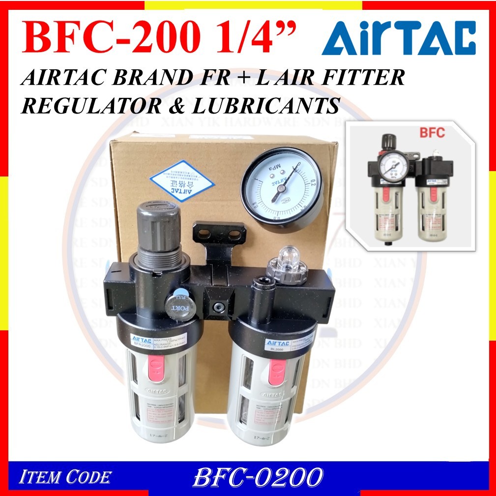 (BFC-200) 1/4” AIRTAC FR + L AIR FILTER REGULATOR & LUBRICANTS - BFC ...