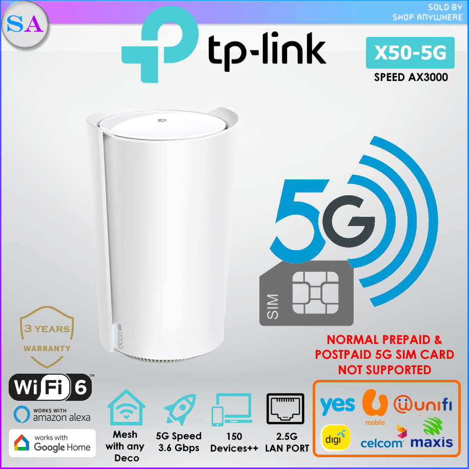 TP-Link Deco X50-5G AX3000 Home Mesh Gigabit Home Wireless 5G / 4G X50 ...