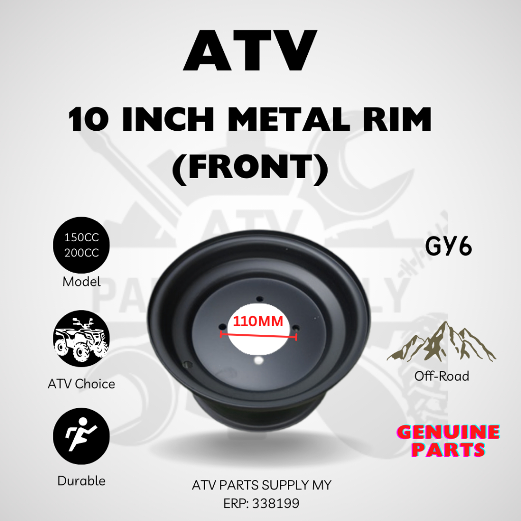ATV 10 Inch Metal Rims | Front & Rear (Wheel Hub 110MM / 90MM ...