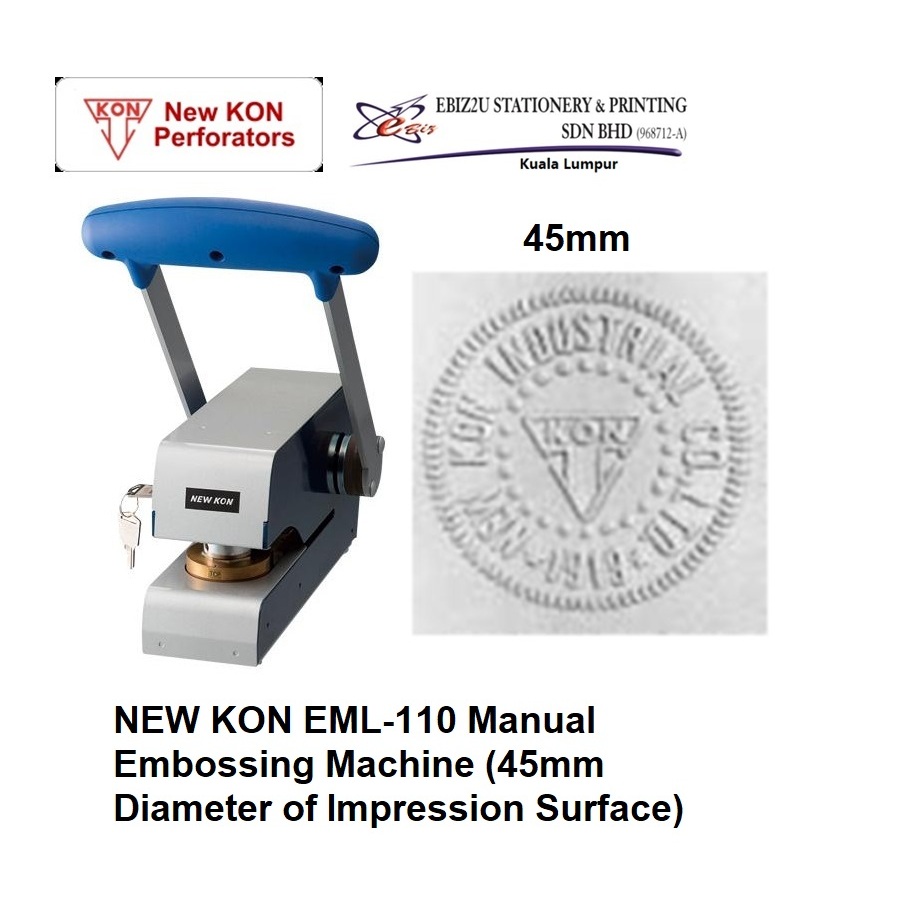 NEW KON EML-110 Manual Embossing Machine (45mm Diameter of Impression ...