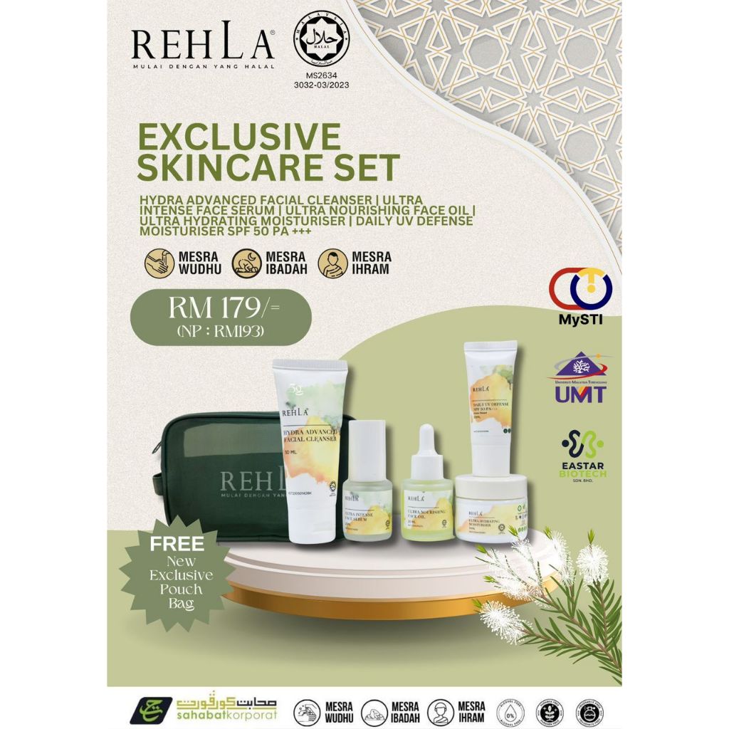 [Skincare Sah Ihram] REHLA Halal Set with pouch for umrah hajj travel ...