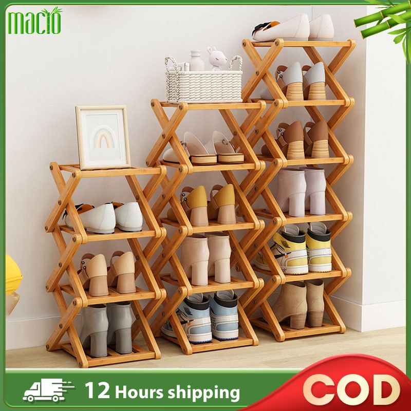 【Lifetime Warranty】Bamboo Shoe Rack Rak Kasut 2/7/8/9/10 Layers Shoe ...