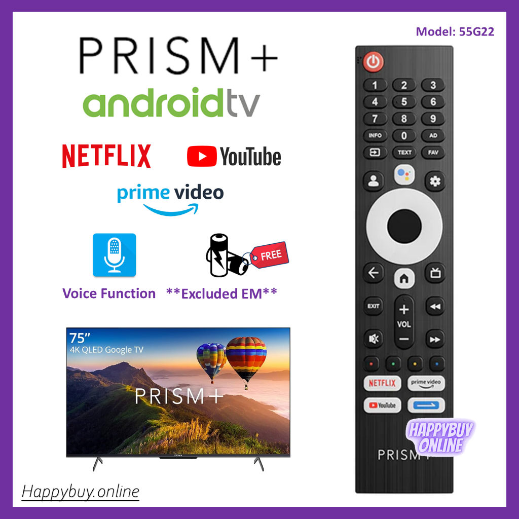 Prism+ Skyworth Android Google TV Remote Control Q55U Q65U Q75U 55G22 ...