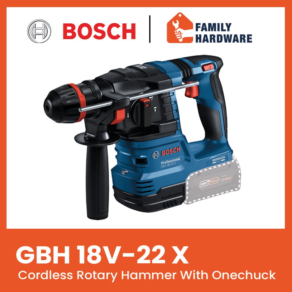 BOSCH GBH 18V-22 X 18V Brushless Cordless Rotary Hammer With One Chuck ...