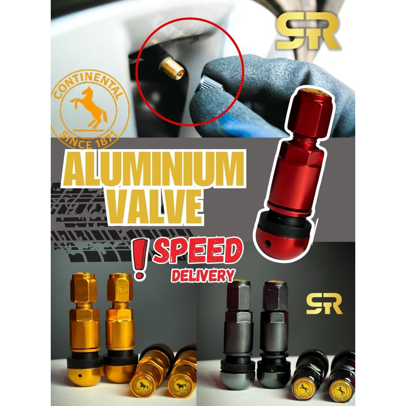 [Ready Stock] Continental Aluminium Car Wheel Valve with red black gold ...