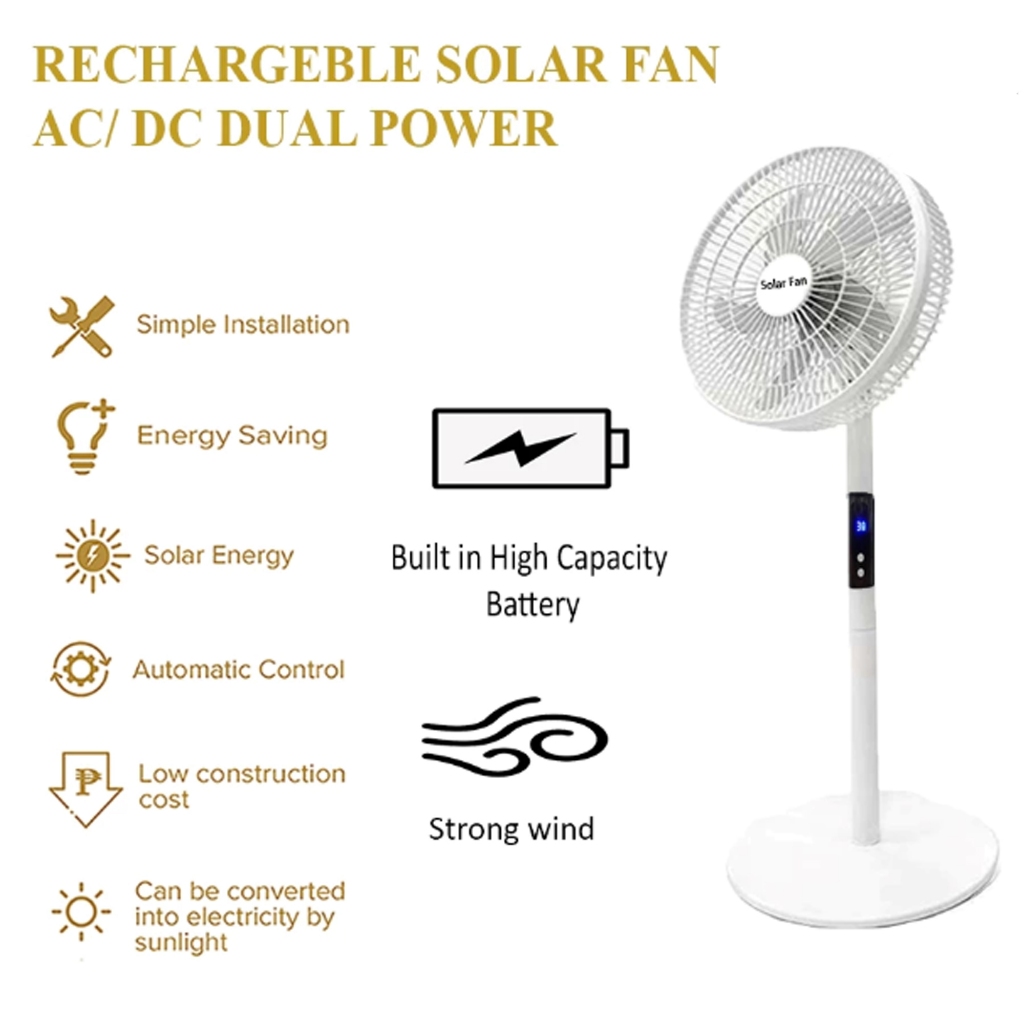 NEW SOLAR FAN BRUSH LESS MOTOR kipas dc solar xm16 stand fan | Shopee ...
