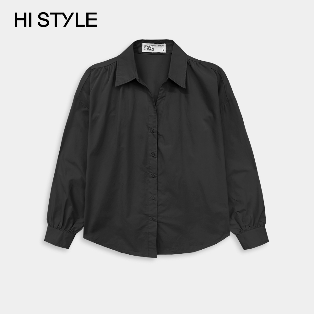 HI STYLE Women Oversized Long Sleeve Shirt - Black - FVB510132 / Kemeja ...