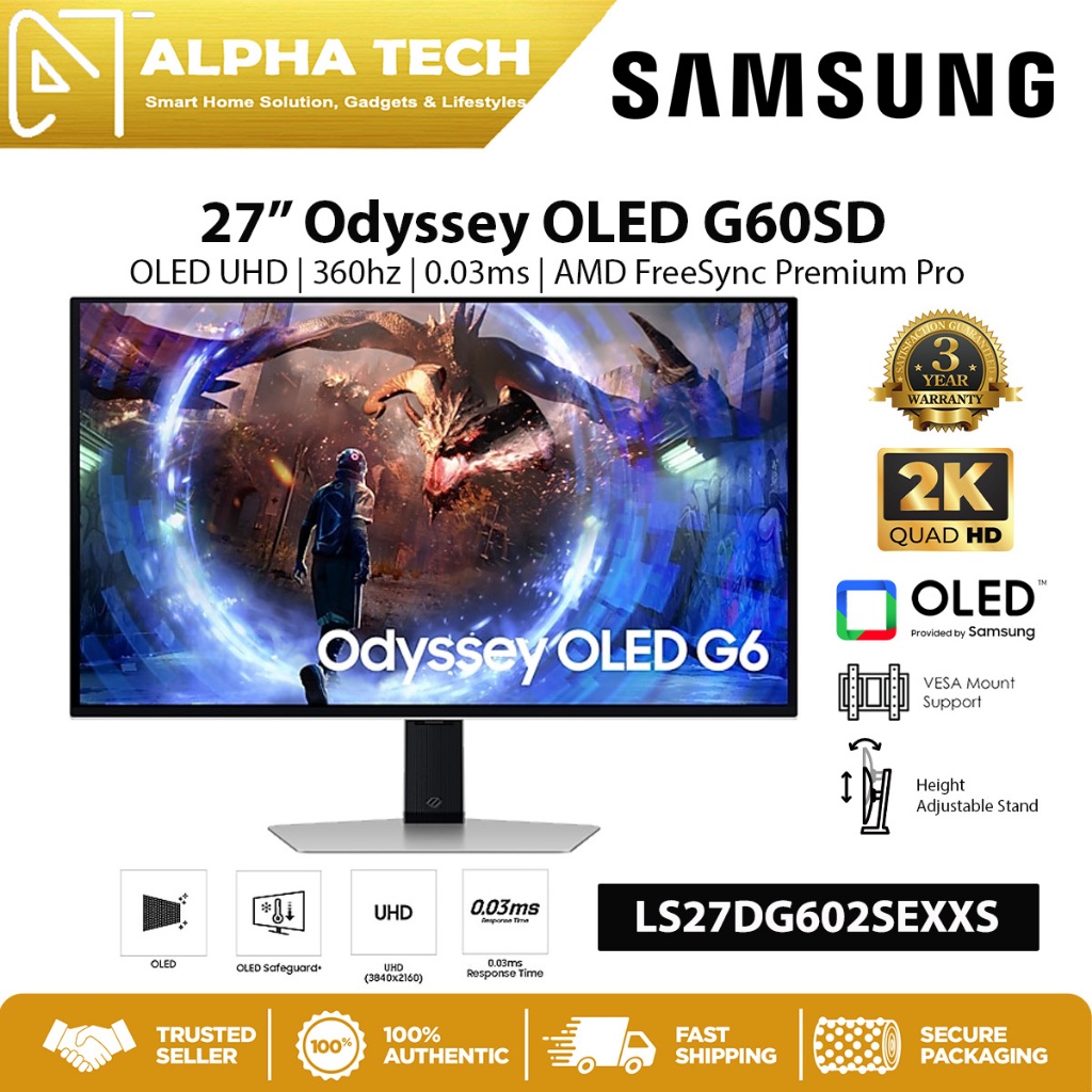 Samsung Odyssey OLED G6 G60SD Gaming Monitor - LS27DG602SEXXS | 27 ...