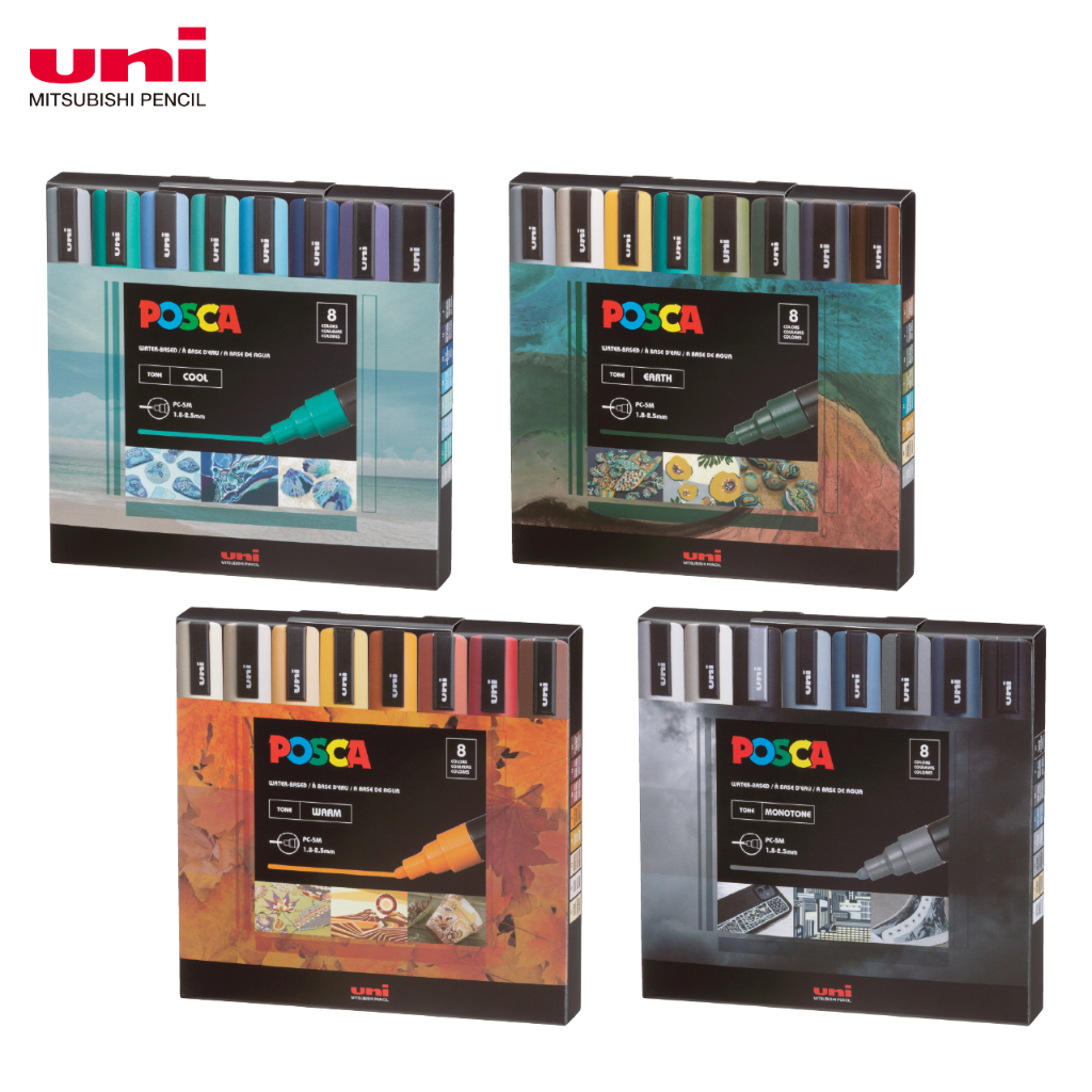 Uni POSCA Water Based Paint Marker Toned Colour Set - Art Painting For ...
