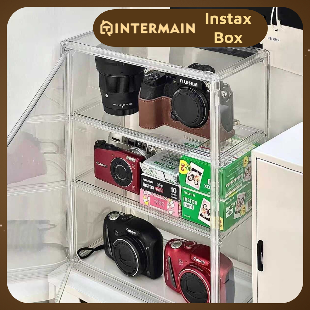 Instax Mini Film Storage Box Camera Display Case Transparent Stackable ...
