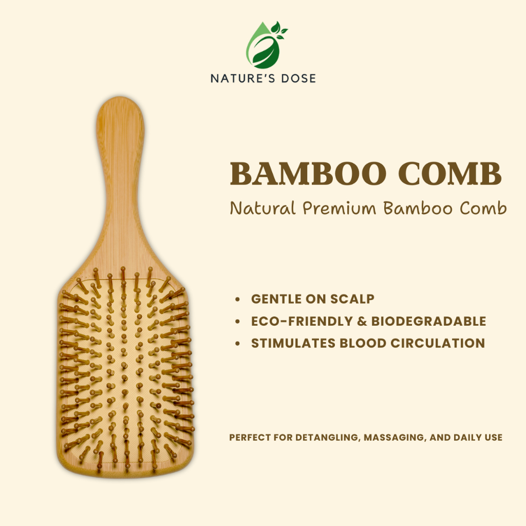 Large Hair Comb Massage Scalp Wooden Wood Natural Rectangular Square ...
