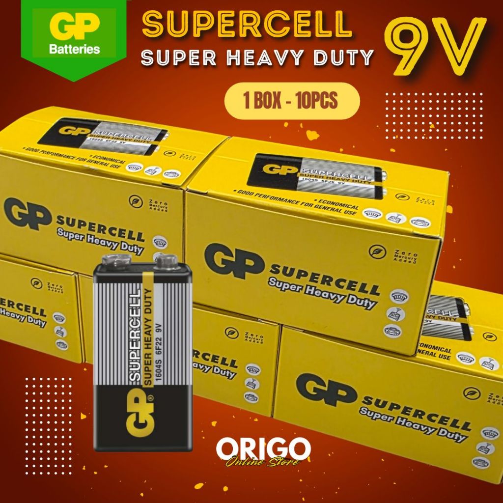 GP Supercell Heavy Duty Long Lasting Durable Original 9V Square Battery ...