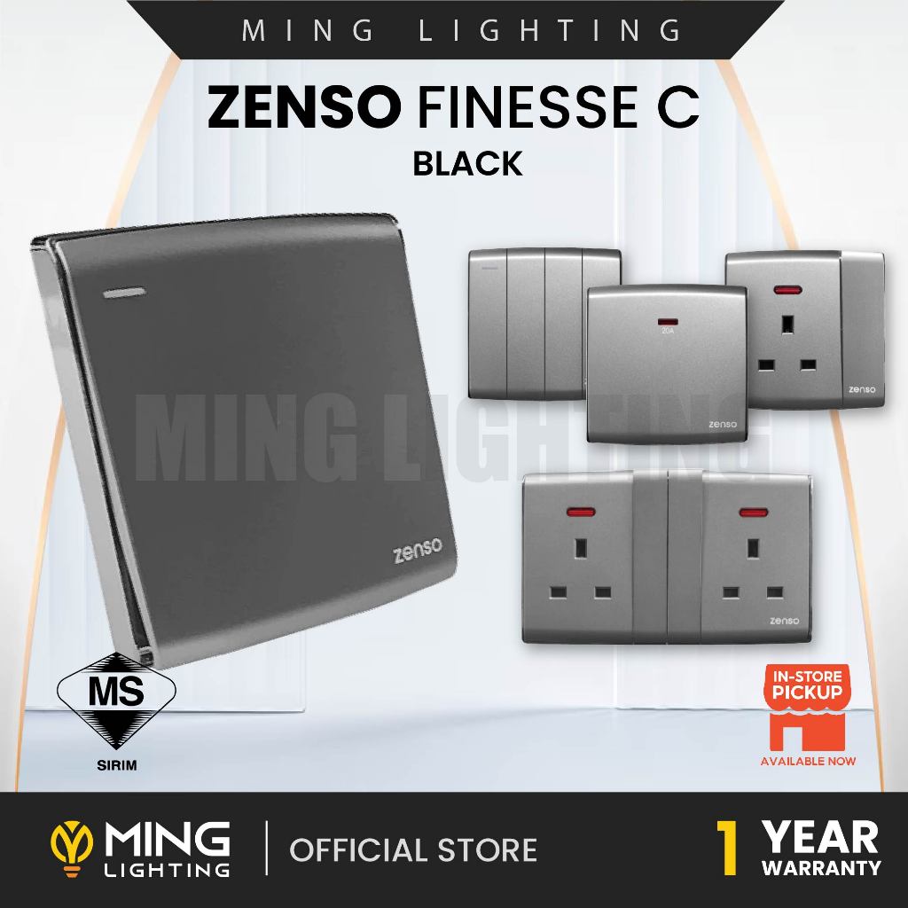 ZENSO Finesse C Model Switch Power Wall Switches Socket 1/2/3/4 Gang ...