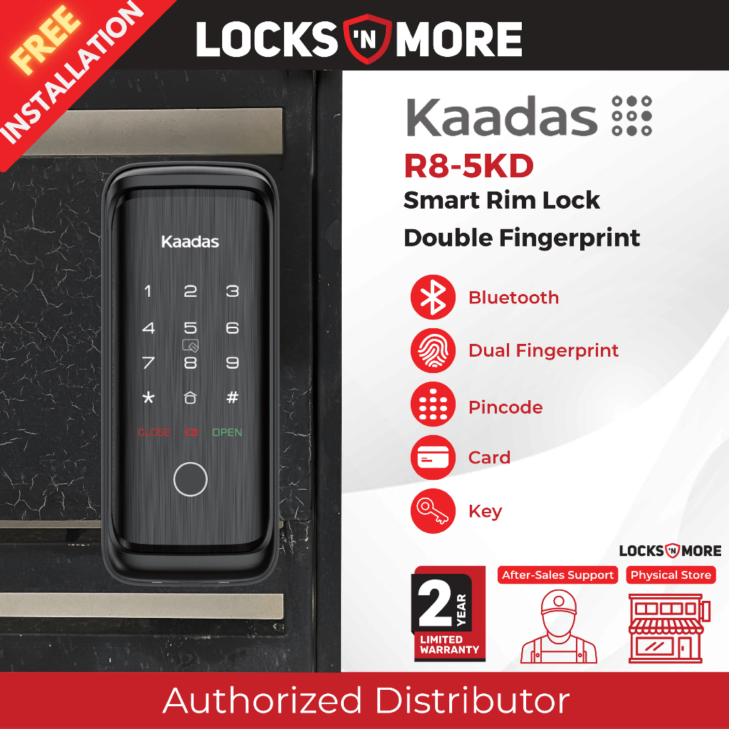 Kaadas R8-5KD Dual Fingerprint Gate Lock | Installation Available | 2 ...