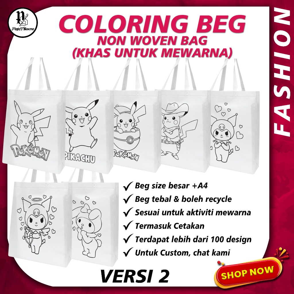 Non Woven Beg Coloring Kids DIY Khas Untuk Mewarna Lebih Besar dan ...