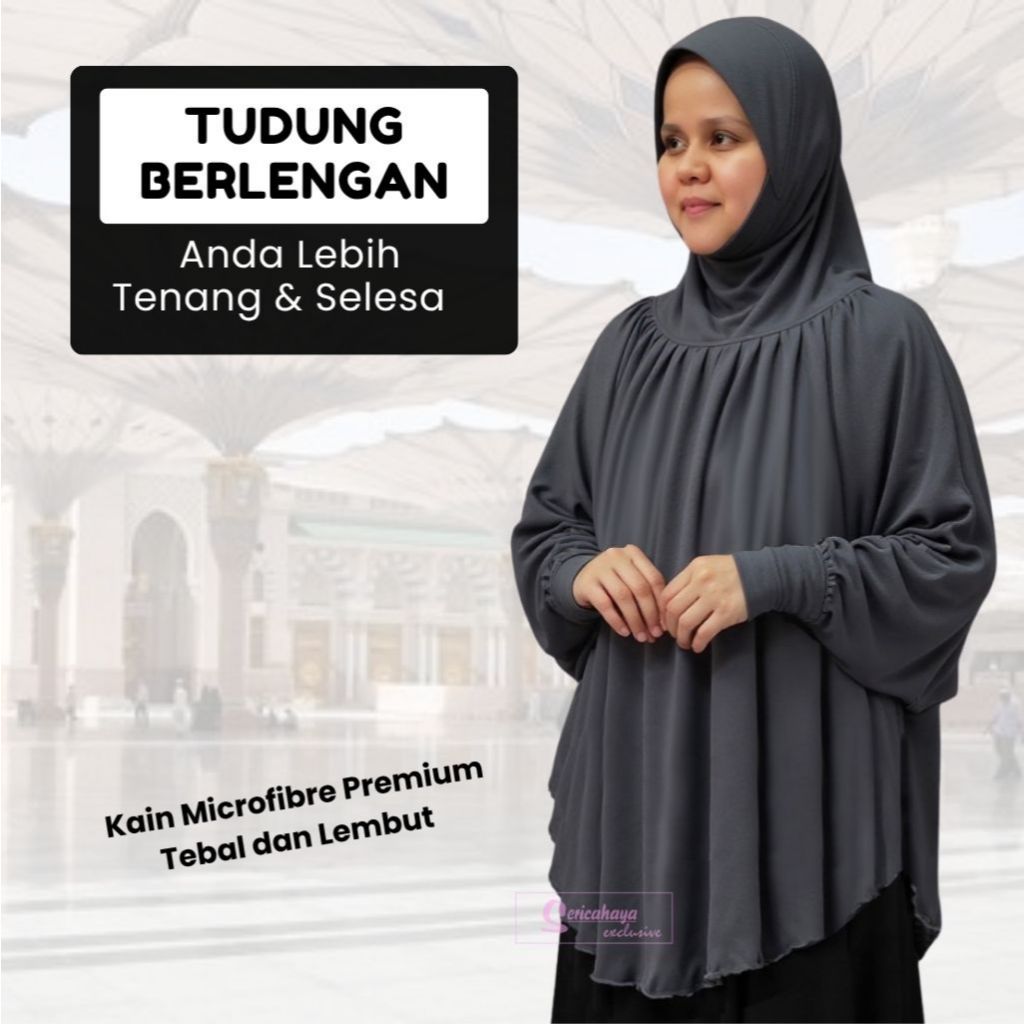 TUDUNG LABUH BERLENGAN PLEATED KELILING Tudung Umrah Haji Kain ...