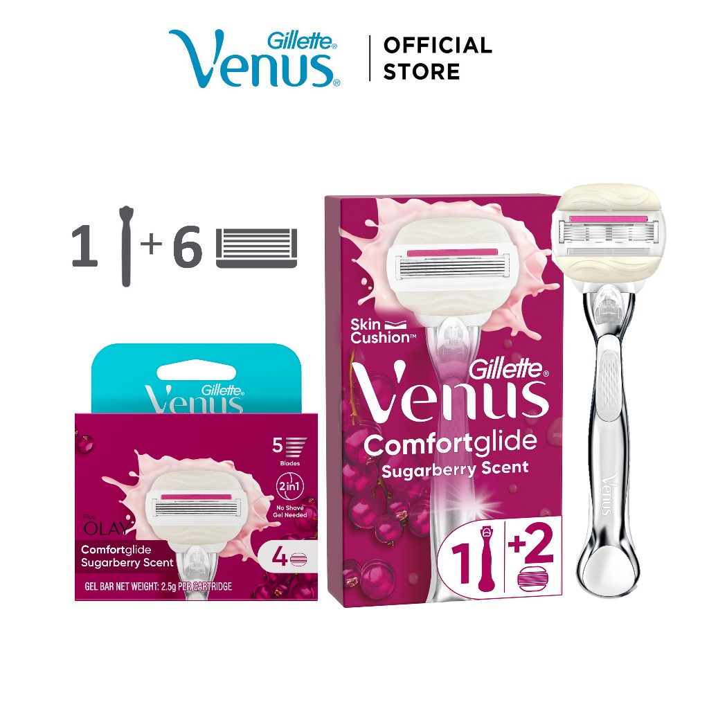 Gillette Venus Comfortglide Sugarberry Razor with Olay Moisture Bars (1 ...