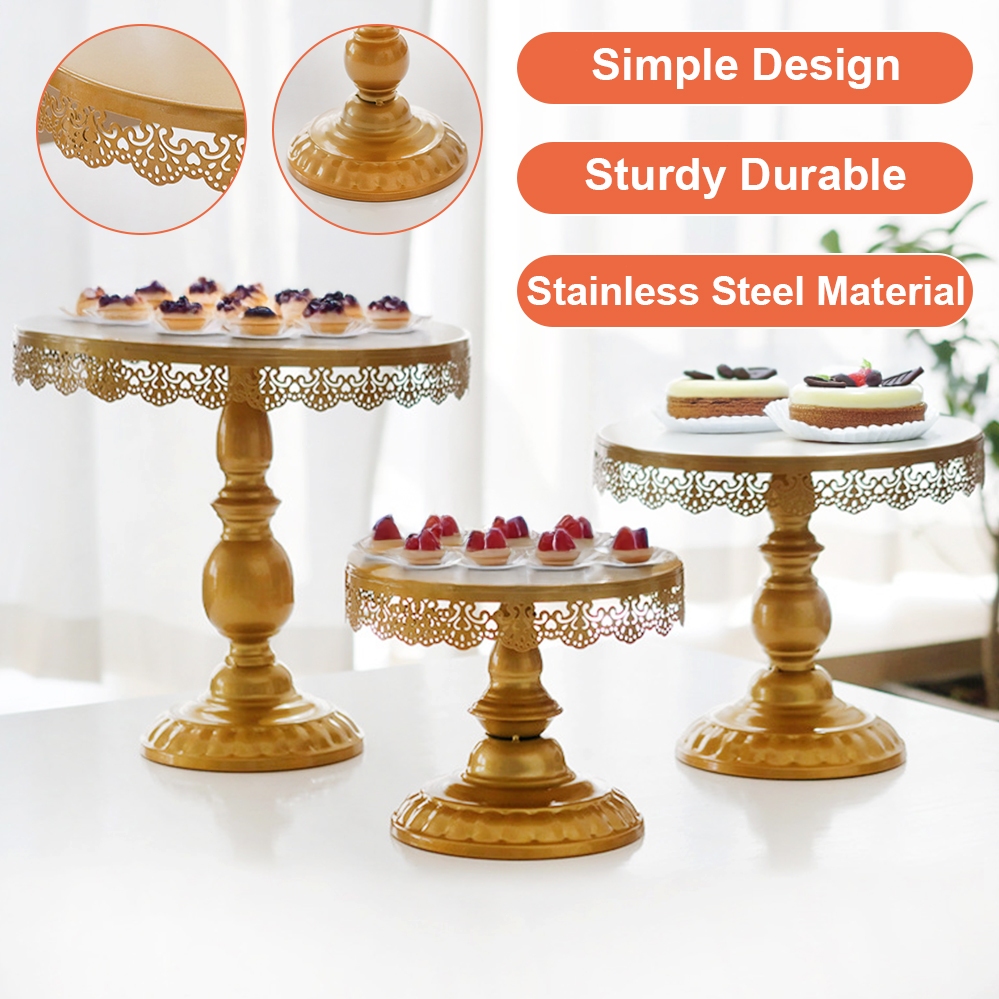 Metal Iron Cake Stand Round Dessert Holder Pedestal Fruit Display Rack ...
