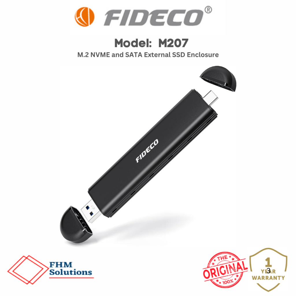 FIDECO M207 Series M.2 SATA NGFF/NVME SSD ENCLOSURE USB3.1 GEN2 (10Gbps ...
