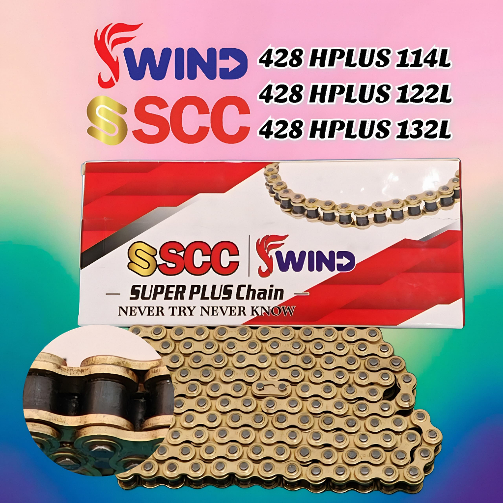 SCC/FWIND 428H PLUS GOLD Motorcycle Chain Rantai Motor (114L/122L/132L ...