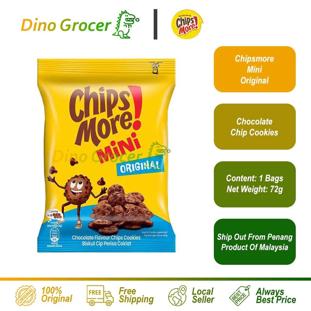Chipsmore Chocolate Chip Cookies Original 80g 巧克力粒曲奇饼干 巧克力 | Shopee ...