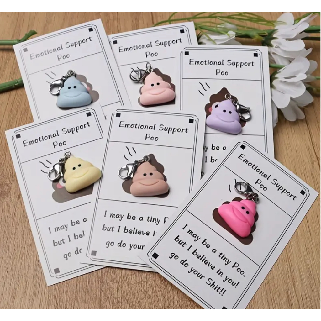 1 pc Emotional Support Poo Keychain Charms (Random Colour) with ...