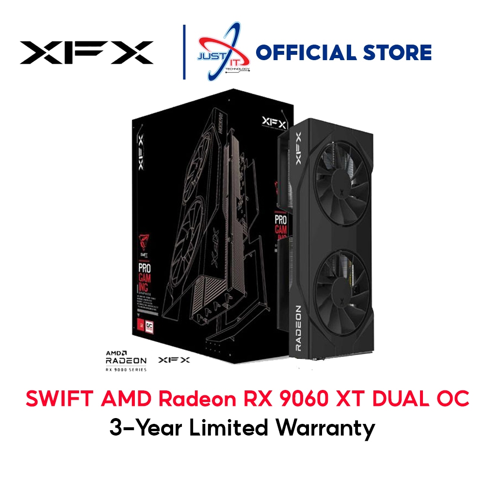 XFX AMD RX 9060 XT SWIFT OC DUAL 8GB / 16GB DDR6 GRAPHICS CARD BLACK ...