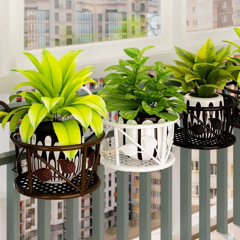 Balcony Iron Flower Pots Rack Rak Pasu Bunga Besi Gantung Wall Hanging ...