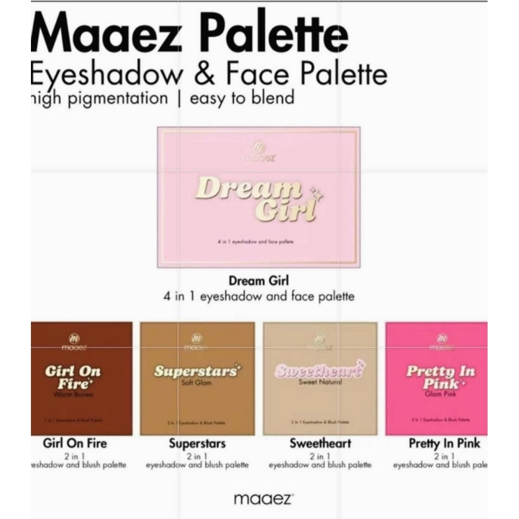 MAAEZ 2 IN 1 EYESHADOW & BLUSH PALETTE DREAM GIRL 4 IN 1 EYESHADOW ...