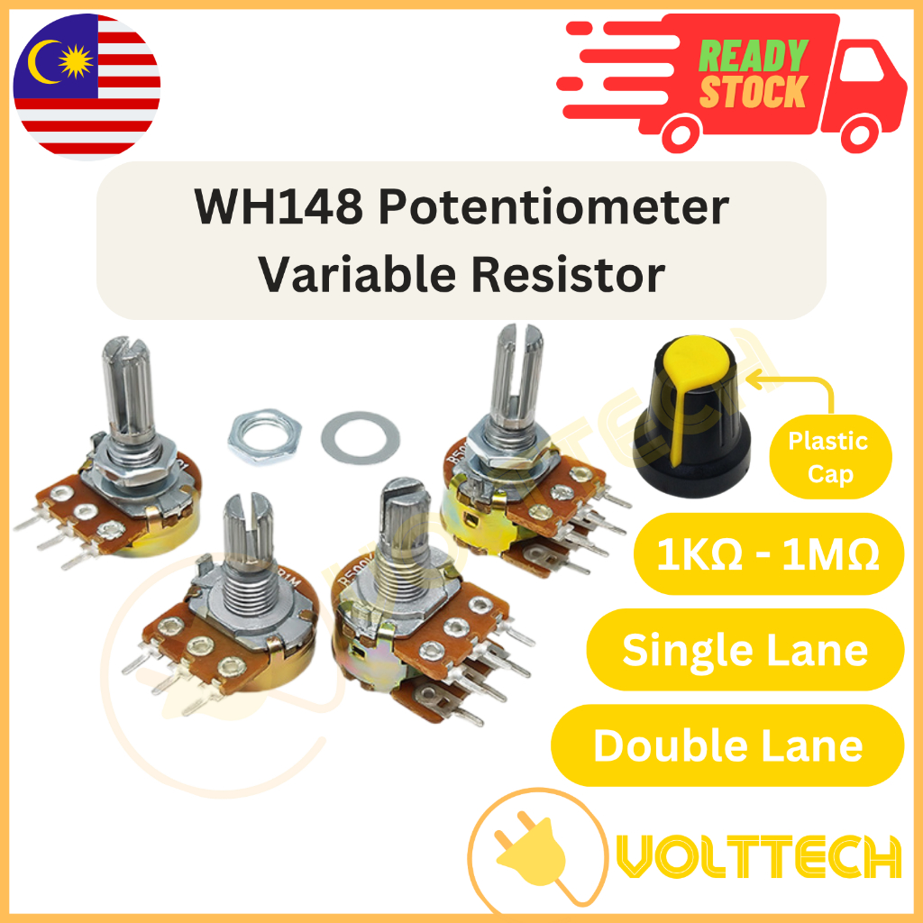 Potentiometer Variable Resistor WH148 Single Lane Double Lane 3 Pin 1KΩ ...