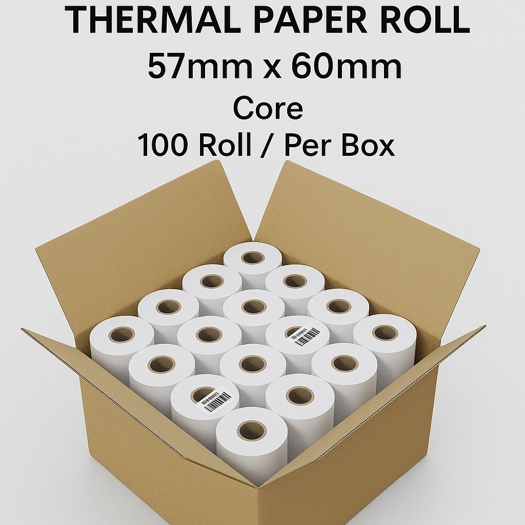 57mm x 60mm (Core) Thermal Paper Roll (50 & 100 Roll / Per Box ...